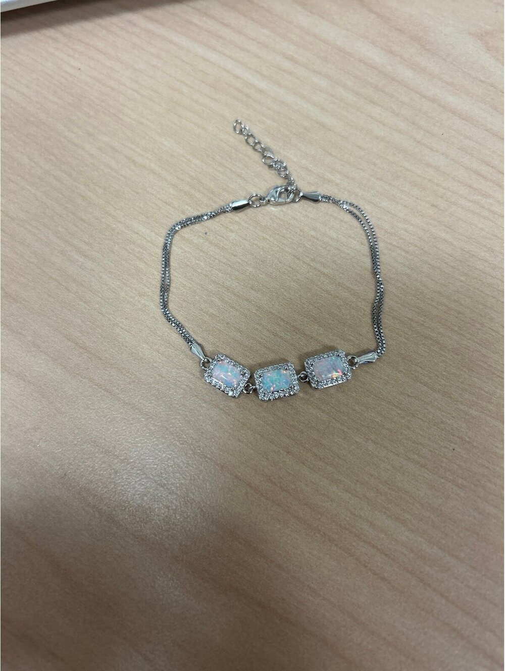 Sterling Silver And Triple Opal Bracelet